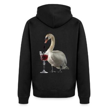 Schwan Wein - Unisex Premium Bio Zip Hoodie - Schwarz - Hinten - Nico (187cm)