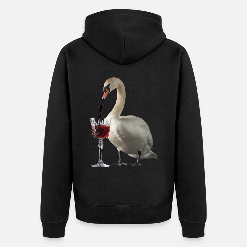 Schwan Wein - Unisex Premium Bio Zip Hoodie - Schwarz