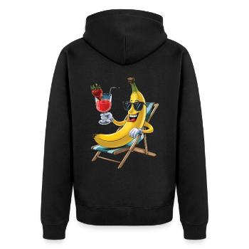 Banana - Unisex Premium Bio Zip Hoodie - Schwarz - Hinten - Nico (187cm)