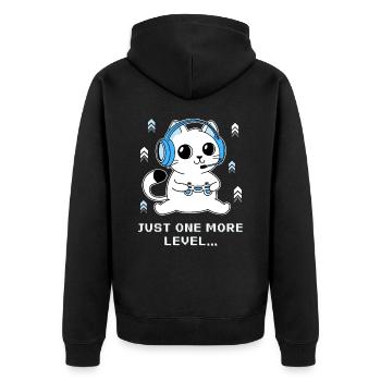 Nur noch eine Ebene - Unisex Premium Bio Zip Hoodie - Schwarz - Hinten - Nico (187cm)