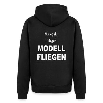 Modellflug Pilot Modellbau Flugzeug Modellbauer - Unisex Premium Bio Zip Hoodie - Schwarz - Hinten - Nico (187cm)