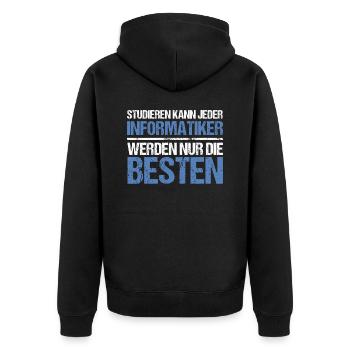 Anyone can study - Informatiker Edition - Unisex Premium Organic Zip Hoodie - black - Back - Nico (187cm)