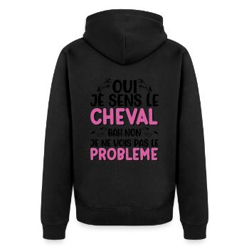 Oui je sens le cheval pas le problème - Veste à capuche bio Premium Unisexe - noir - Dos - Nico (187cm)