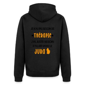 Pas de Thérapie souvenir du Jura - Veste à capuche bio Premium Unisexe - noir - Dos - Nico (187cm)