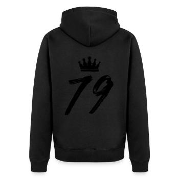 79 Number crown - Unisex Premium Organic Zip Hoodie - black - Back - Nico (187cm)