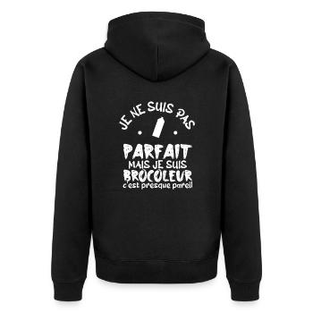 pas parfait mais je suis bricoleur ! - Veste à capuche bio Premium Unisexe - noir - Dos - Nico (187cm)