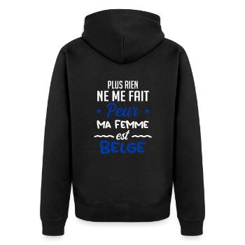 femme belge drôle | ma femme est belge - Veste à capuche bio Premium Unisexe - noir - Dos - Nico (187cm)