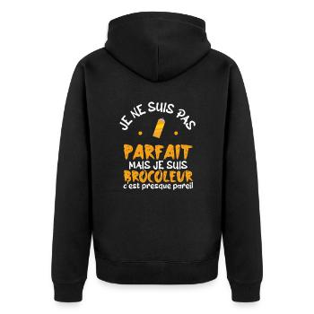 pas parfait mais je suis bricoleur - Veste à capuche bio Premium Unisexe - noir - Dos - Nico (187cm)