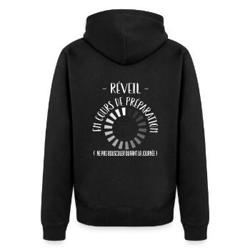 Réveil en cours de chargement ! - Veste à capuche bio Premium Unisexe - noir - Dos - Nico (187cm)