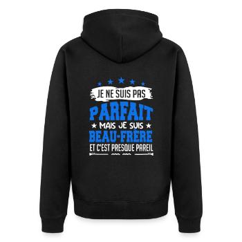 Pas parfait beau frère - Veste à capuche bio Premium Unisexe - noir - Dos - Nico (187cm)