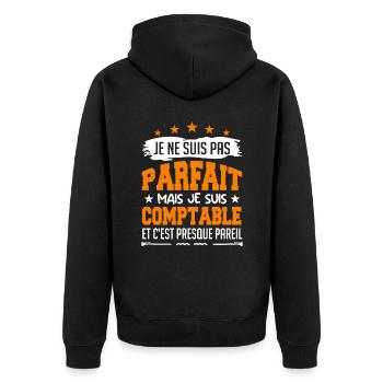 je ne suis pas parfait COMPTABLE | comptable - Veste à capuche bio Premium Unisexe - noir - Dos - Nico (187cm)