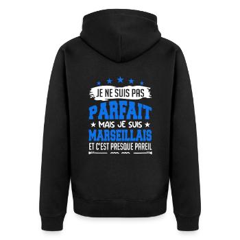 Je ne suis pas parfait mais je suis Marseillais - Veste à capuche bio Premium Unisexe - noir - Dos - Nico (187cm)