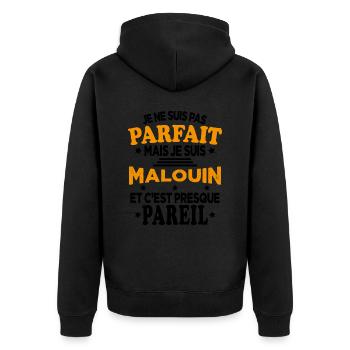 Pas Parfait Je Suis Malouin Et C'est Pareil - Veste à capuche bio Premium Unisexe - noir - Dos - Nico (187cm)