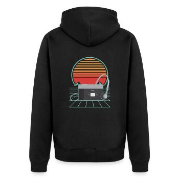 Walkman Retro Sunset 80s 90s Tenue Fan de musique - Veste à capuche bio Premium Unisexe - noir - Dos - Nico (187cm)