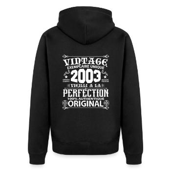 2003 Vintage Anniversaire 2003 exemplaire unique - Veste à capuche bio Premium Unisexe - noir - Dos - Nico (187cm)