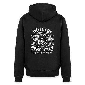 December 1987 | birthday 1987 Vintage December - Unisex Premium Organic Zip Hoodie - black - Back - Nico (187cm)