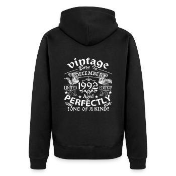 December 1992 | birthday 1992 Vintage December - Veste à capuche bio Premium Unisexe - noir - Dos - Nico (187cm)