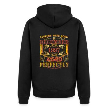 December 1997 - birthday 1997 legends were born. - Unisex Premium Organic Zip Hoodie - black - Back - Nico (187cm)