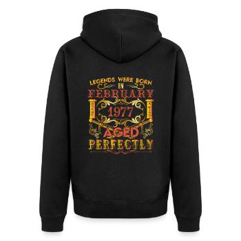 Februar 1977 - Geburtstag 1977 wurden Legenden geboren. - Unisex Premium Bio Zip Hoodie - Schwarz - Hinten - Nico (187cm)