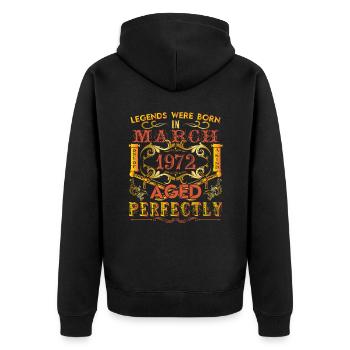 März 1972 - Geburtstag 1972 wurden Legenden geboren. - Unisex Premium Bio Zip Hoodie - Schwarz - Hinten - Nico (187cm)