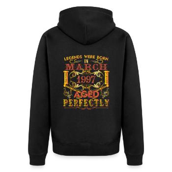 March 1997 - birthday 1997 legends were born. - Unisex Premium Organic Zip Hoodie - black - Back - Nico (187cm)