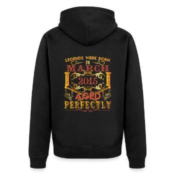 März 2015 - Geburtstag 2015 Legenden wurden geboren. - Unisex Premium Bio Zip Hoodie - Schwarz - Hinten - Nico (187cm)