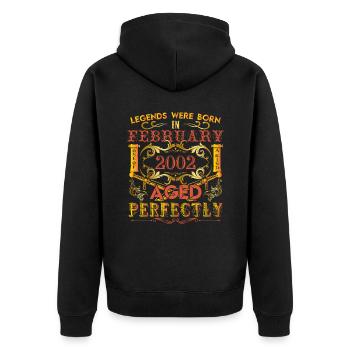 February 2002 - birthday 2002 legends were born. - Unisex Premium Organic Zip Hoodie - black - Back - Nico (187cm)