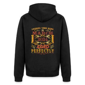 March 2024 - birthday 2024 legends were born. - Unisex Premium Organic Zip Hoodie - black - Back - Nico (187cm)