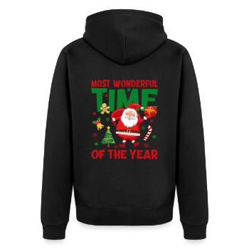 Christmas is the most beautiful time with St. Nicholas - Unisex Premium Organic Zip Hoodie - black - Back - Nico (187cm)