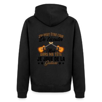 Je Joue De La Guitare Cadeau Humour Guitariste - Veste à capuche bio Premium Unisexe - noir - Dos - Nico (187cm)