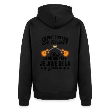 Je Joue De La Guitare Cadeau Humour Guitariste - Veste à capuche bio Premium Unisexe - noir - Dos - Nico (187cm)