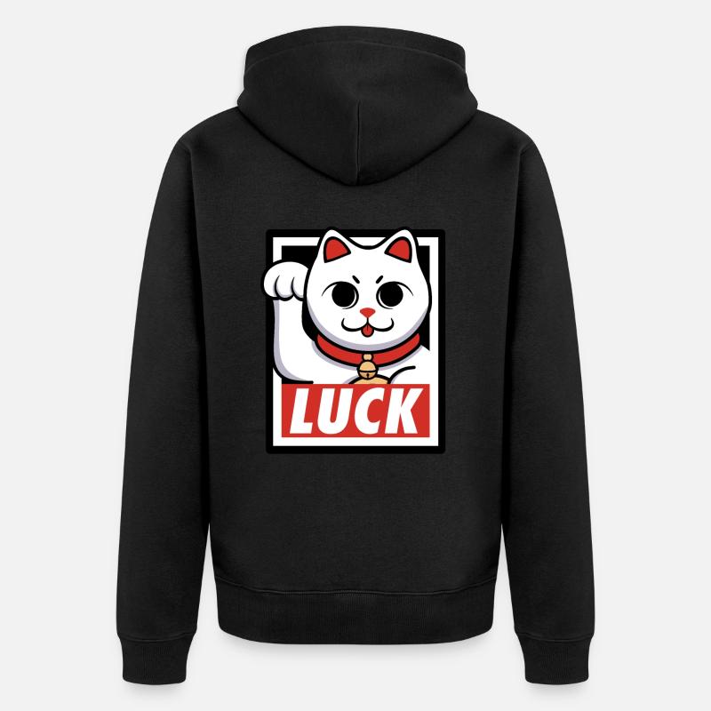 Chat de chance - Veste à capuche bio Premium Unisexe - noir