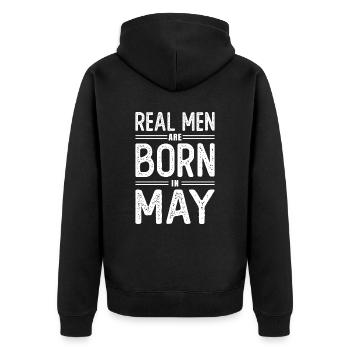 Geburtstag Echte Männer sind Im Mai Geboren - Unisex Premium Bio Zip Hoodie - Schwarz - Hinten - Nico (187cm)