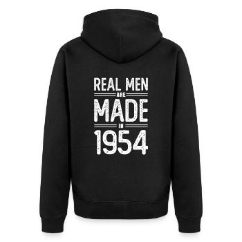 Geburtstag Echte Männer sind 1954 geboren - Unisex Premium Bio Zip Hoodie - Schwarz - Hinten - Nico (187cm)