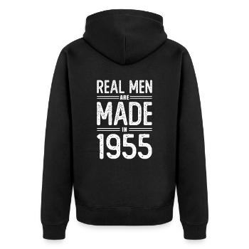 Geburtstag Echte Männer sind 1955 geboren - Unisex Premium Bio Zip Hoodie - Schwarz - Hinten - Nico (187cm)