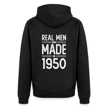 Anniversaire De vrais hommes sont nés en 1950 - Veste à capuche bio Premium Unisexe - noir - Dos - Nico (187cm)