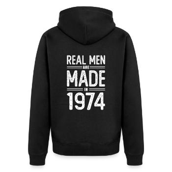 Geburtstag Echte Männer sind 1974 geboren - Unisex Premium Bio Zip Hoodie - Schwarz - Hinten - Nico (187cm)