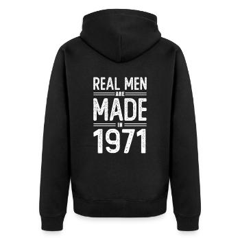 Anniversaire De vrais hommes sont nés en 1971 - Veste à capuche bio Premium Unisexe - noir - Dos - Nico (187cm)