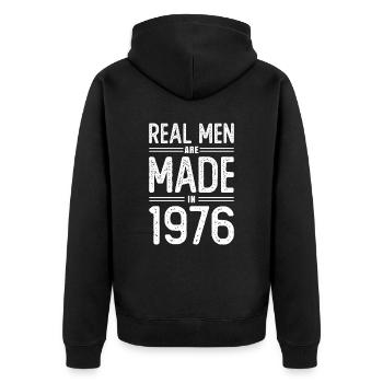 Anniversaire De vrais hommes sont nés en 1976 - Veste à capuche bio Premium Unisexe - noir - Dos - Nico (187cm)