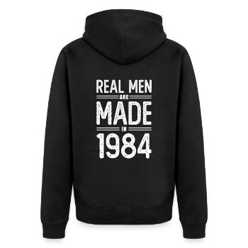Geburtstag Echte Männer sind 1984 geboren - Unisex Premium Bio Zip Hoodie - Schwarz - Hinten - Nico (187cm)