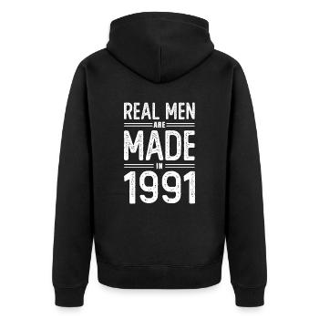 Anniversaire De vrais hommes sont nés en 1991 - Veste à capuche bio Premium Unisexe - noir - Dos - Nico (187cm)
