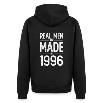Geburtstag Echte Männer sind 1996 geboren - Unisex Premium Bio Zip Hoodie - Schwarz - Hinten - Nico (187cm)