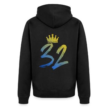 32 Number crown - Unisex Premium Organic Zip Hoodie - black - Back - Nico (187cm)