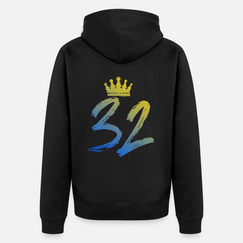 32 Couronne numérique - Veste à capuche bio Premium Unisexe - noir