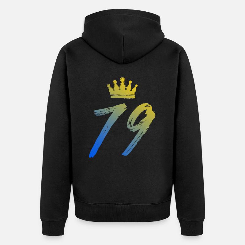 79 Zahl Krone - Unisex Premium Bio Zip Hoodie - Schwarz