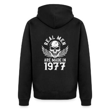 Anniversaire 1977 De vrais hommes sont nés en 1977 - Veste à capuche bio Premium Unisexe - noir - Dos - Nico (187cm)
