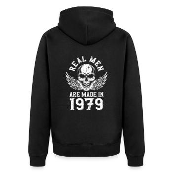 Anniversaire 1979 De vrais hommes sont nés en 1979 - Veste à capuche bio Premium Unisexe - noir - Dos - Nico (187cm)