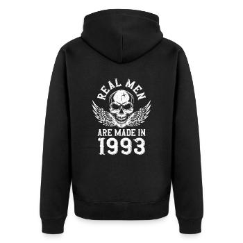 Geburtstag 1993 Echte Männer sind 1993 geboren - Unisex Premium Bio Zip Hoodie - Schwarz - Hinten - Nico (187cm)