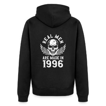 Geburtstag 1996 Echte Männer sind 1996 geboren - Unisex Premium Bio Zip Hoodie - Schwarz - Hinten - Nico (187cm)