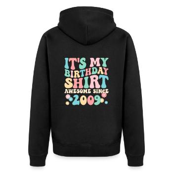 Chemise d’anniversaire surtout depuis 2009 - Veste à capuche bio Premium Unisexe - noir - Dos - Nico (187cm)